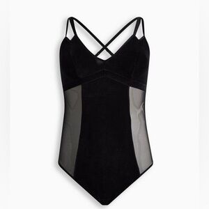 Torrid Curve Velour and Mesh Bodysuit